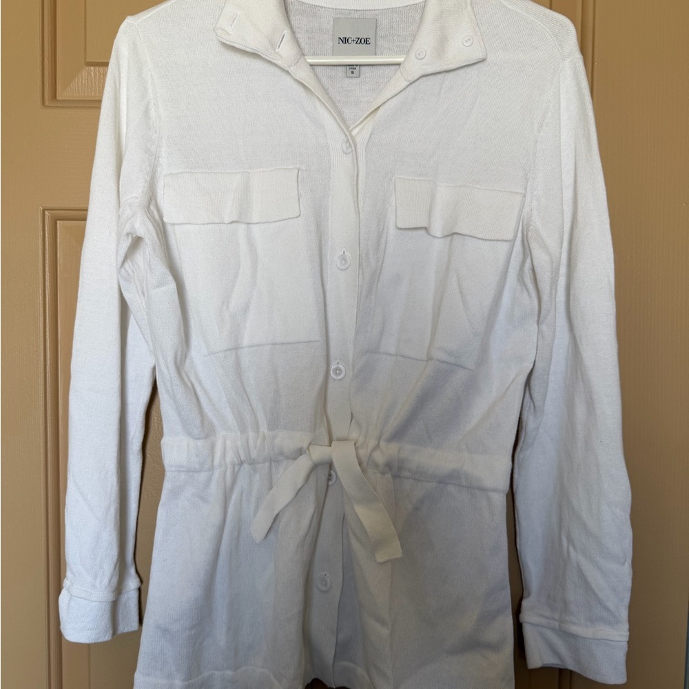 NIC+ZOE White Casual Button-Down Shirt sweater